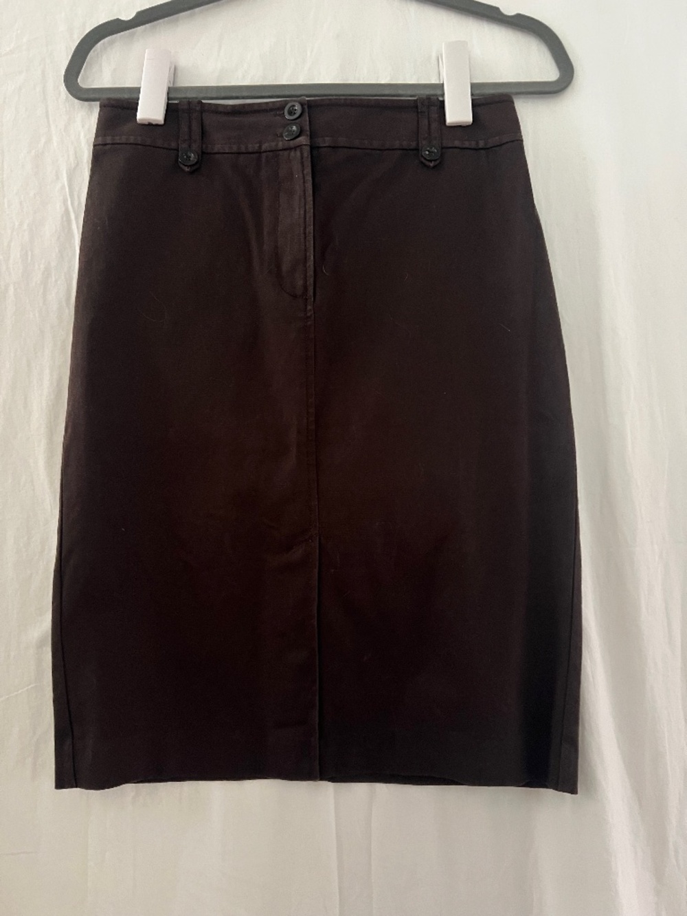 Ann Taylor Brown Pencil Skirt Size 2 Cotton Spandex Career Office Classic